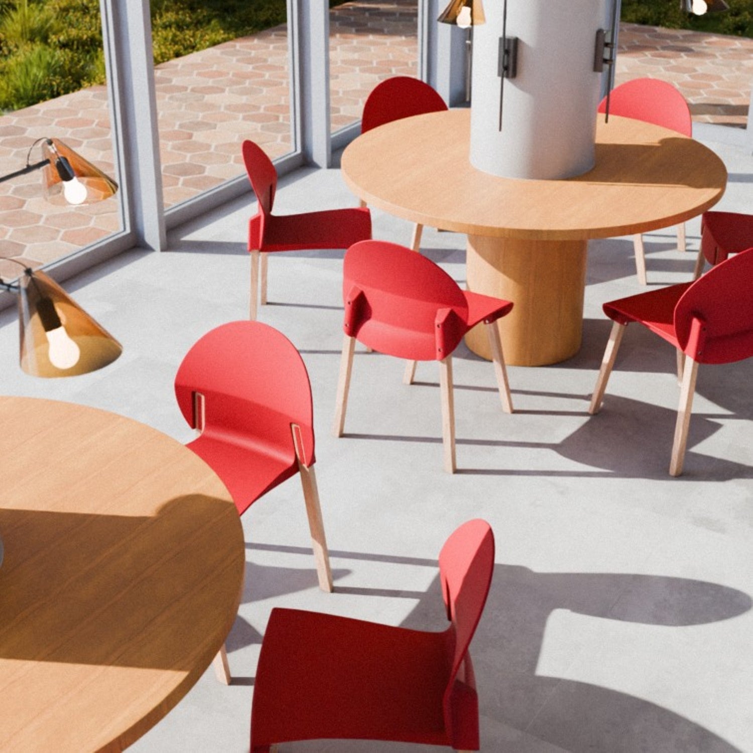 Holiday - 4-Pack Crimson Chairs – Red Oak Wood Legs & PP Seat, Indoor Dining & Living Room Furniture Set