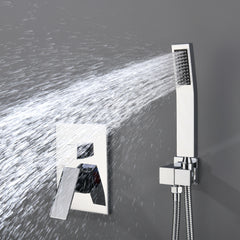 Bathroom Luxury Rain Mixer Combo Set Wall Mounted Rainfall Shower Head System Polished Chrome, (Contain Faucet Rough-in Valve Body and Trim)