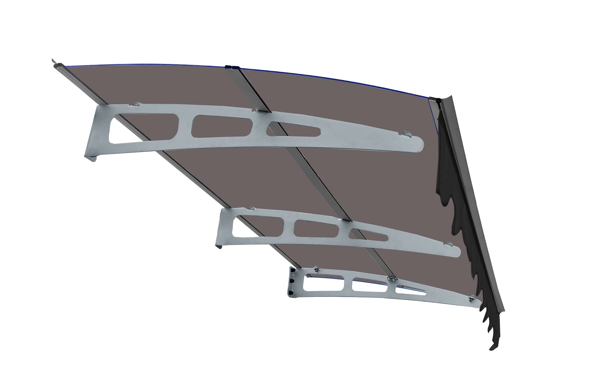 79" x 34" Window Awnings Door Entrance Canopy, Aluminum Alloy Bracket, 0.137 Inch Thick Crystal Solid Polycarbonate Sheet with Valance for Masonry Concrete House (DA7934C Series Brown Roof)