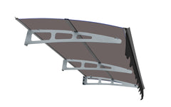 79" x 34" Window Awnings Door Entrance Canopy, Aluminum Alloy Bracket, 0.137 Inch Thick Crystal Solid Polycarbonate Sheet with Valance for Masonry Concrete House (DA7934C Series Brown Roof)