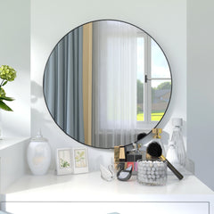 24"  Large Round Black Circular Mirror
