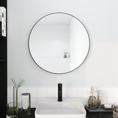 24"  Large Round Black Circular Mirror