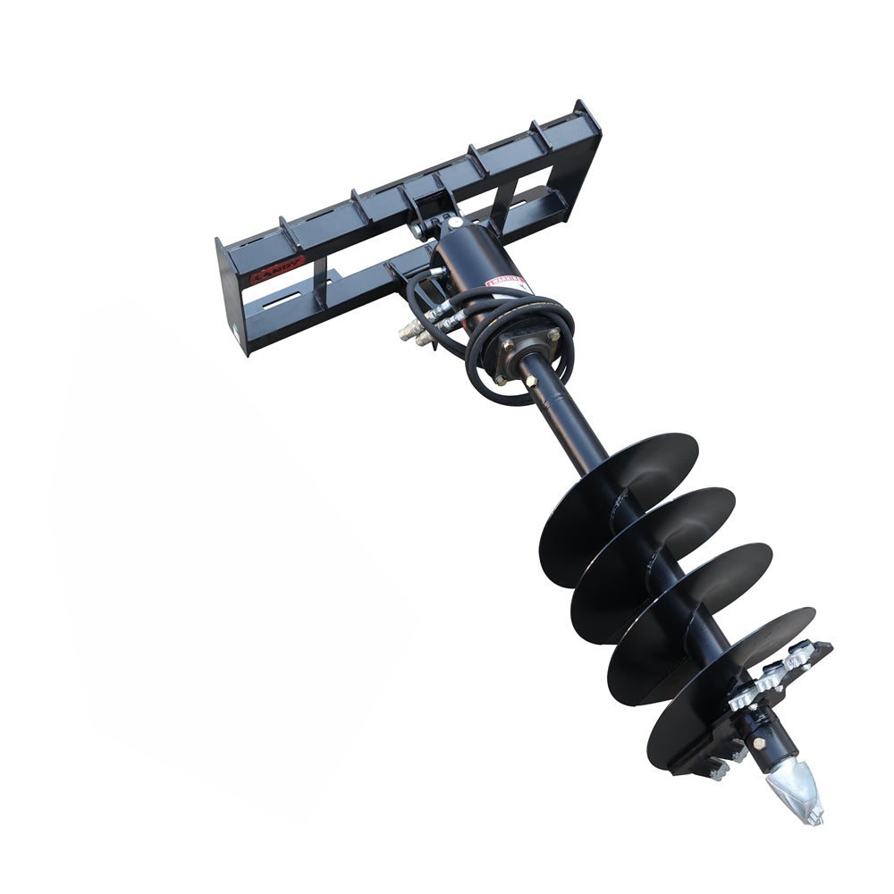 Skid Steer Post Hole Auger Drive Attachment, 12" Diameter Auger, 46" Drilling Depth, Standard Flow