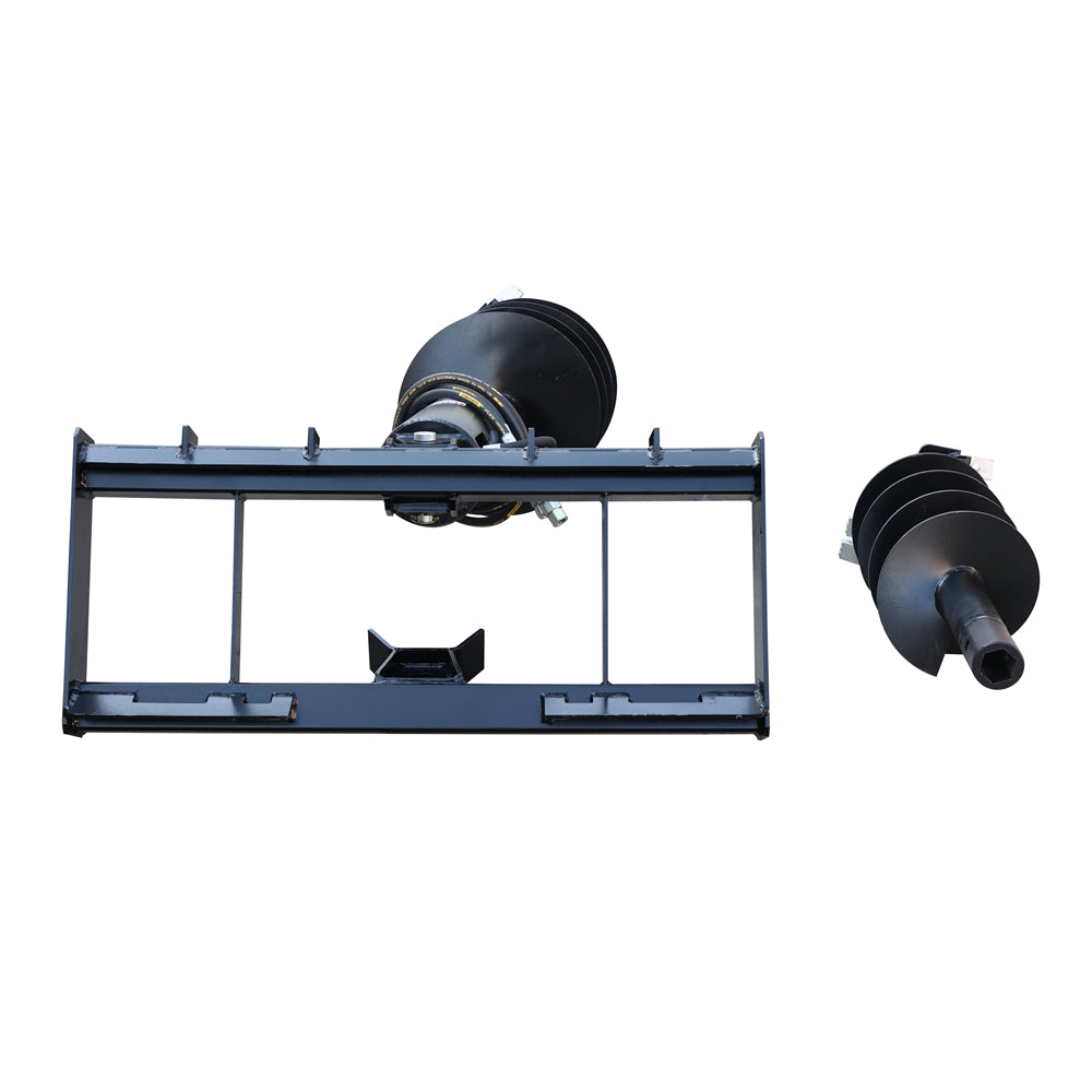 Skid Steer Post Hole Auger Drive Attachment, 12" Diameter Auger, 46" Drilling Depth, Standard Flow