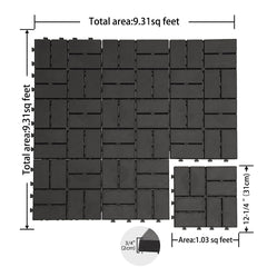 Patio Interlocking Deck Tiles, 12"x12" Square Composite Decking Tiles, Four Slat Plastic Outdoor Flooring Tile All Weather for Balcony Porch Backyard,  (Gray, Pack of 44)