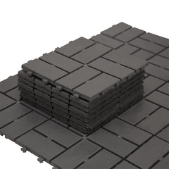 Patio Interlocking Deck Tiles, 12"x12" Square Composite Decking Tiles, Four Slat Plastic Outdoor Flooring Tile All Weather for Balcony Porch Backyard,  (Gray, Pack of 44)