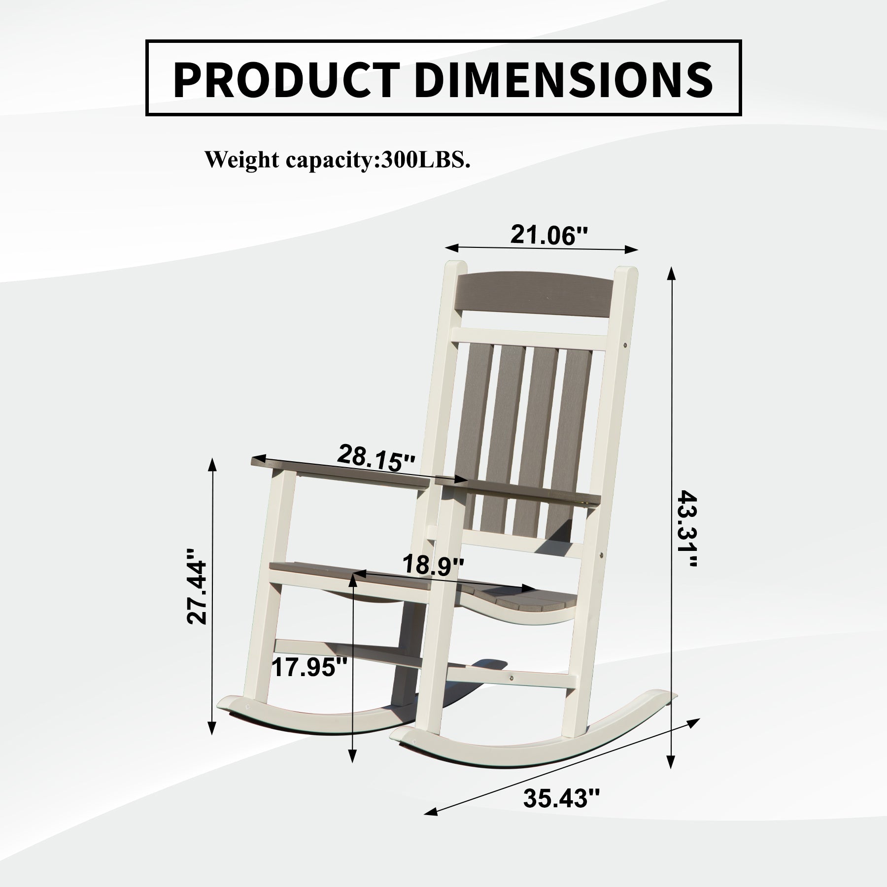 Outdoor Rocking Chairs Set of 2, Durable HDPE Patio Oversized Rockers for Adults, Porch Rocking Chair with 380lbs Support, Weather-Resistant