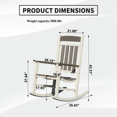 Outdoor Rocking Chairs Set of 2, Durable HDPE Patio Oversized Rockers for Adults, Porch Rocking Chair with 380lbs Support, Weather-Resistant