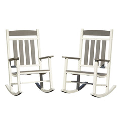 Outdoor Rocking Chairs Set of 2, Durable HDPE Patio Oversized Rockers for Adults, Porch Rocking Chair with 380lbs Support, Weather-Resistant