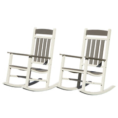Outdoor Rocking Chairs Set of 2, Durable HDPE Patio Oversized Rockers for Adults, Porch Rocking Chair with 380lbs Support, Weather-Resistant