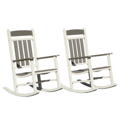 Outdoor Rocking Chairs Set of 2, Durable HDPE Patio Oversized Rockers for Adults, Porch Rocking Chair with 380lbs Support, Weather-Resistant