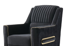 Melody Modern Contemporary Velvet Fabric Upholstered Chair made with Wood & Iron in Black      same asG150109319  (NJ inventory)