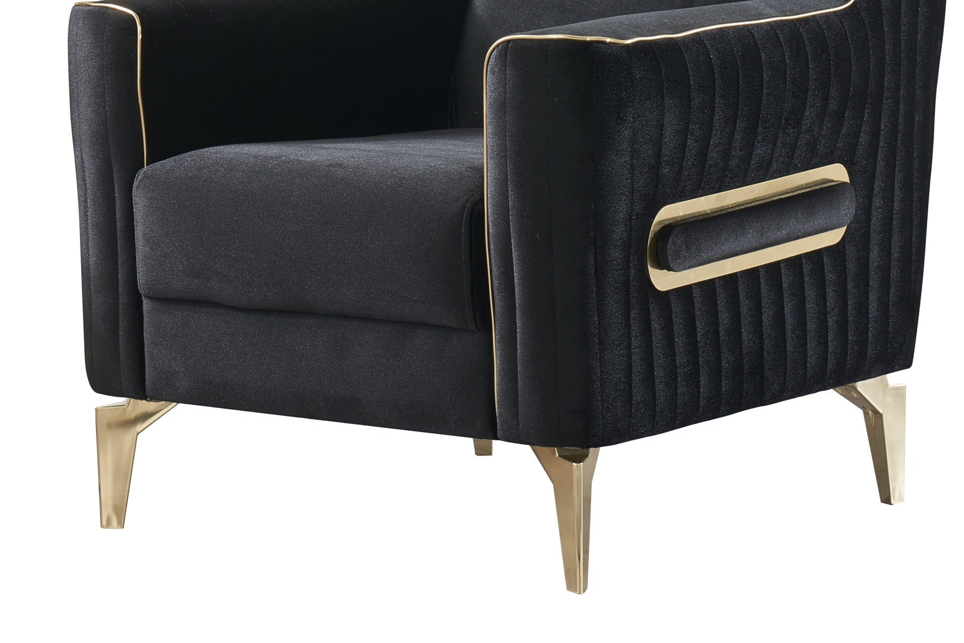 Melody Modern Contemporary Velvet Fabric Upholstered Chair made with Wood & Iron in Black      same asG150109319  (NJ inventory)