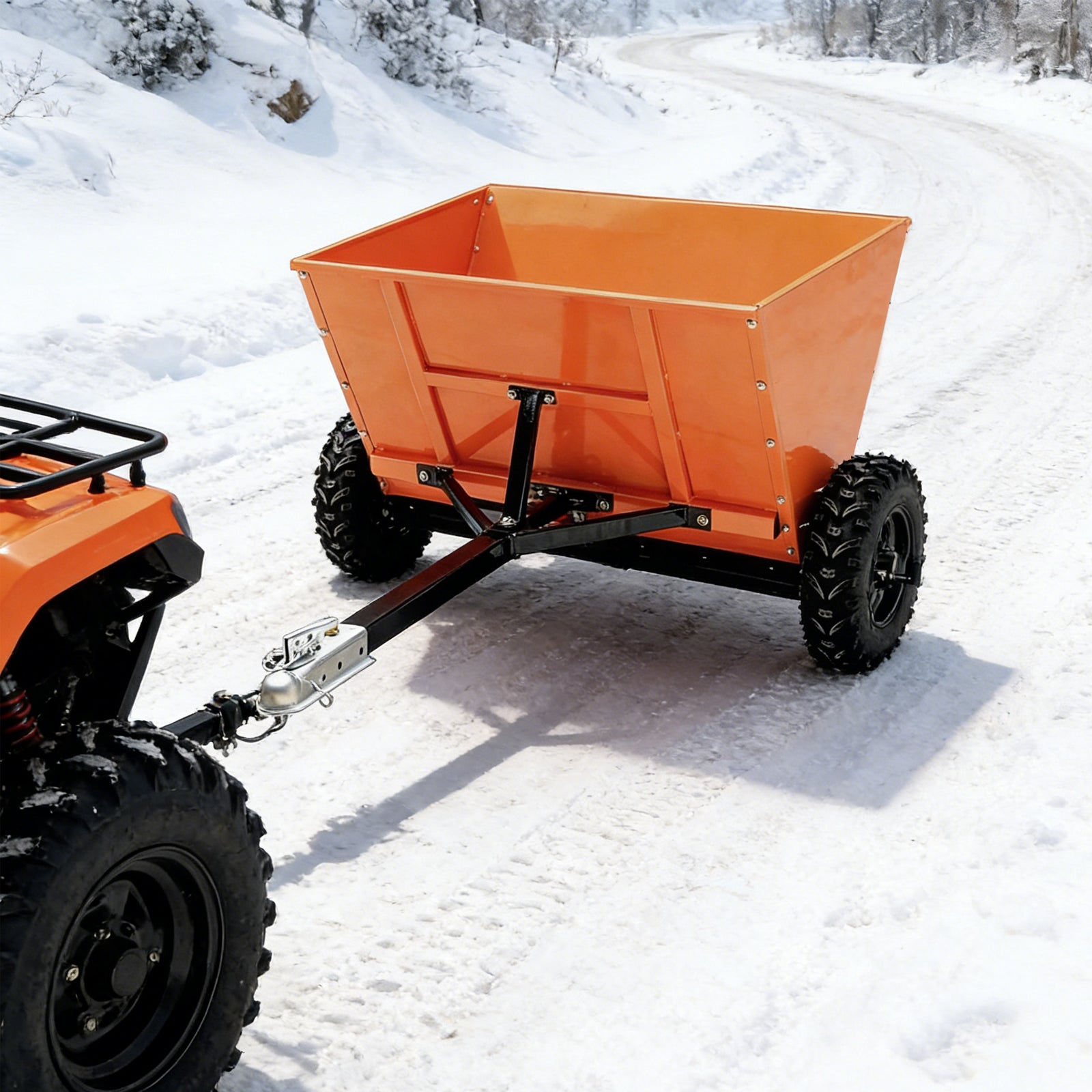 71Gal Sand spreader, Towable Gravel Spreader, ATV and UTV 882 LBS Loading Capacity
