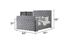 Encore Modern Style Tufted and Upholstered King Bed made with wood in Gray(CALIFORNIA Warehouse Inventory)