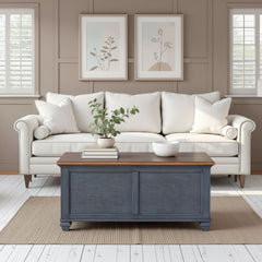 40 inch Lift-Top Coffee Table, No Assembly Required, Corduroy Blue Finish