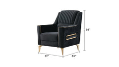 Melody Modern Contemporary Velvet Upholstered 3PC(Sofa + Loveseat + Chair) Sleeper Convertible made with wood and Iron in Black (NJ INVENTORY)