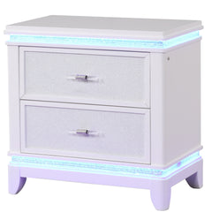 Opium Modern Style 2-Drawer Nightstand with Mirror-Embellished Front and LED Enhancement in White same as B009127711 (CA inventory)
