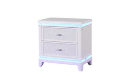 Opium Modern Style 2-Drawer Nightstand with Mirror-Embellished Front and LED Enhancement in White same as B009127711 (CA inventory)
