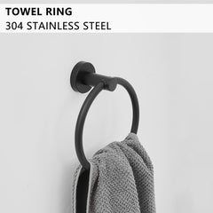 8-Pieces Black Bathroom Accessories Set, Stainless Steel Bathroom Hardware Set, Bath Towel Bar Set, Towel Racks for Bathroom Wall Mounted.