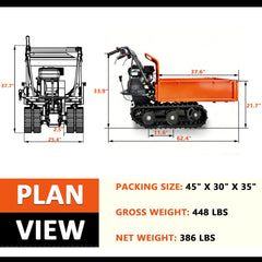 660 lb. Loading Capacity Track Barrow, Convertible Sides, Gas Powered, Briggs & Stratton CR950, 208cc 6.5HP, 3F+1R