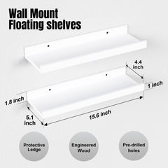Floating Shelves Wall Mounted Set of 2, Modern White Shelves for Room