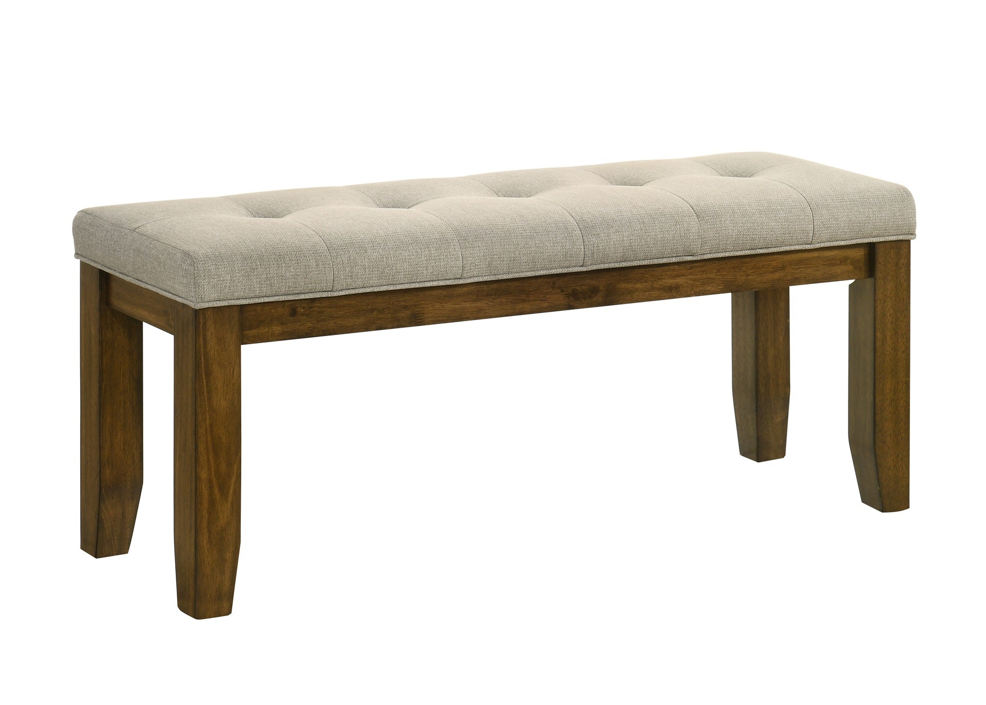 6pc Rectangular Dining Table Handcrafted Feel Solid Wood Tailored Chairs Tufted Bench Upholstered Soft Neutral Fabric Wooden Dining Room Furniture