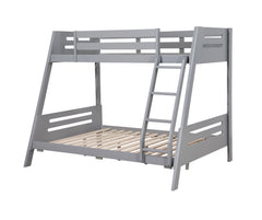 Transitional Bunk Bed Gray Finishing And Underbed Drawers Angled Ladder
