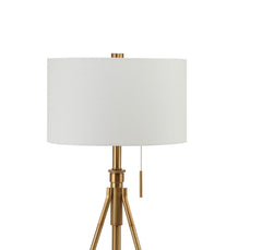 Vintage Look 1pc Floor Lamp Stained Gold Tripod Legs Unique Lamp Pull Switch 32"H