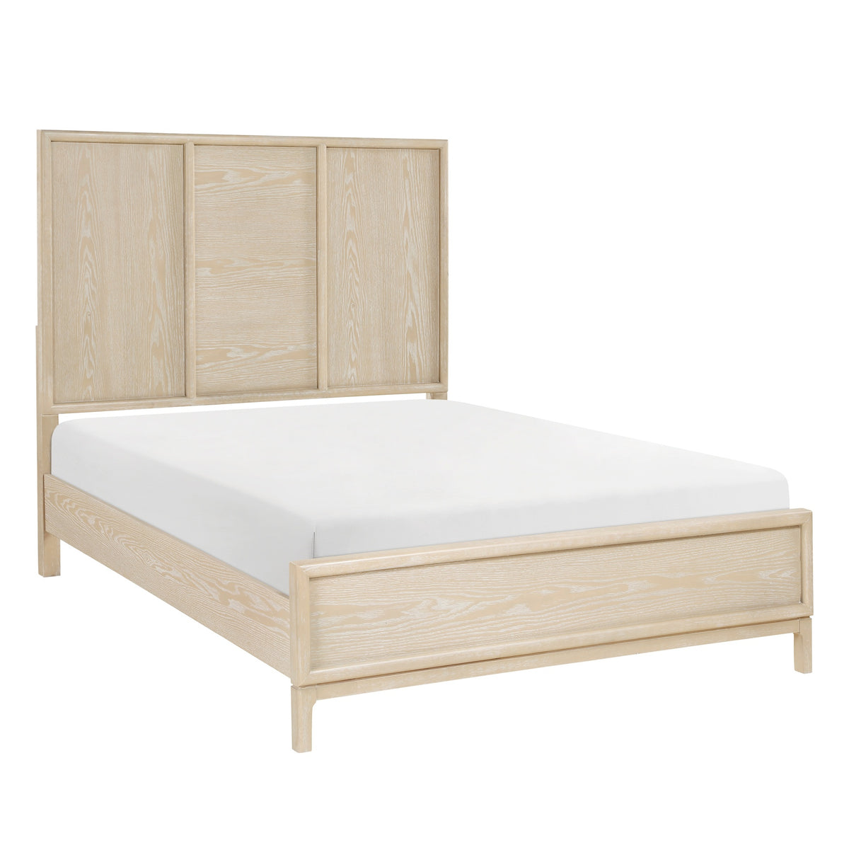 Contemporary California King Size Panel Bed Light Brown Finish Wooden Bedroom Furniture 1pc