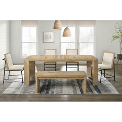 Contemporary Kepler Driftwood Dining Room 6Pc Set, Extension Leave Dining Table, 4 Side Chairs and Bench