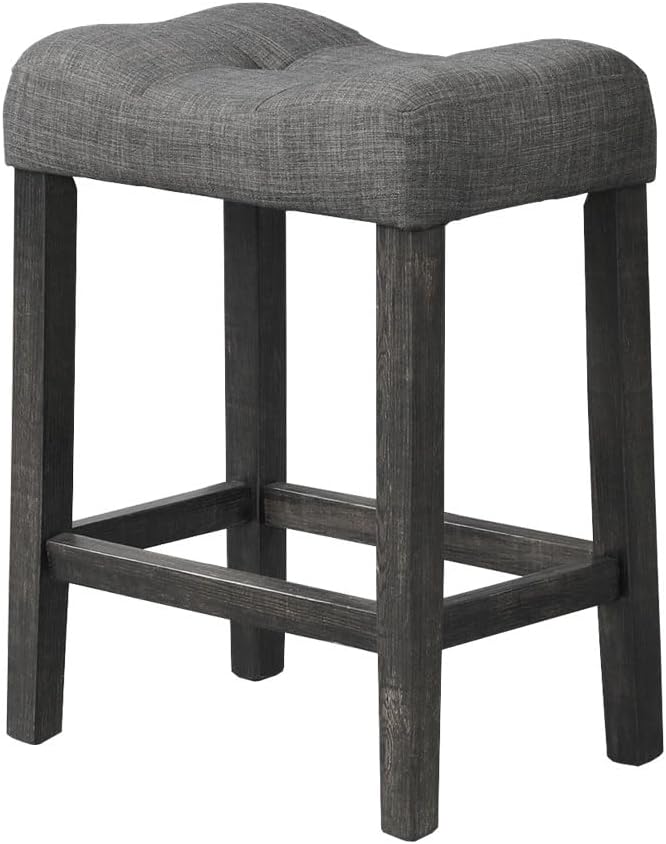 5 Piece Transitional Counter Dining Set, 36-inch Square Dining Table with 4 Tufted Counter Height Stools, Charcoal