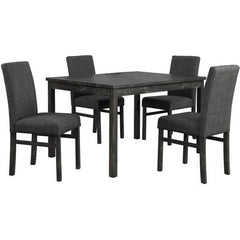 5 Piece Transitional Dining Room Set 48" Wood Dining Table with 4 Upholstered Side Chairs, Charcoal Finish