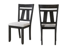 8pc Cottage Style Extendable Dining Table Set Wheat Charcoal Tow Tone Finish Upholstered Chair Bench Dining Room Wooden Furniture Two Self-Storing Refectory Leaves Solid Wood