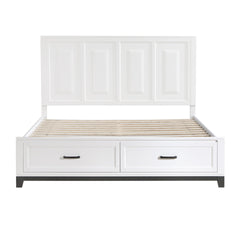 White Finish California King Platform Bed with Storage Drawers Wooden Bedroom Furniture 1pc