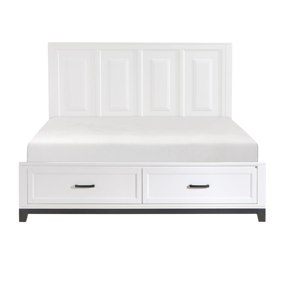 White Finish California King Platform Bed with Storage Drawers Wooden Bedroom Furniture 1pc