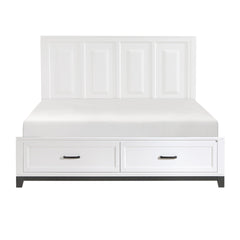 White Finish California King Platform Bed with Storage Drawers Wooden Bedroom Furniture 1pc