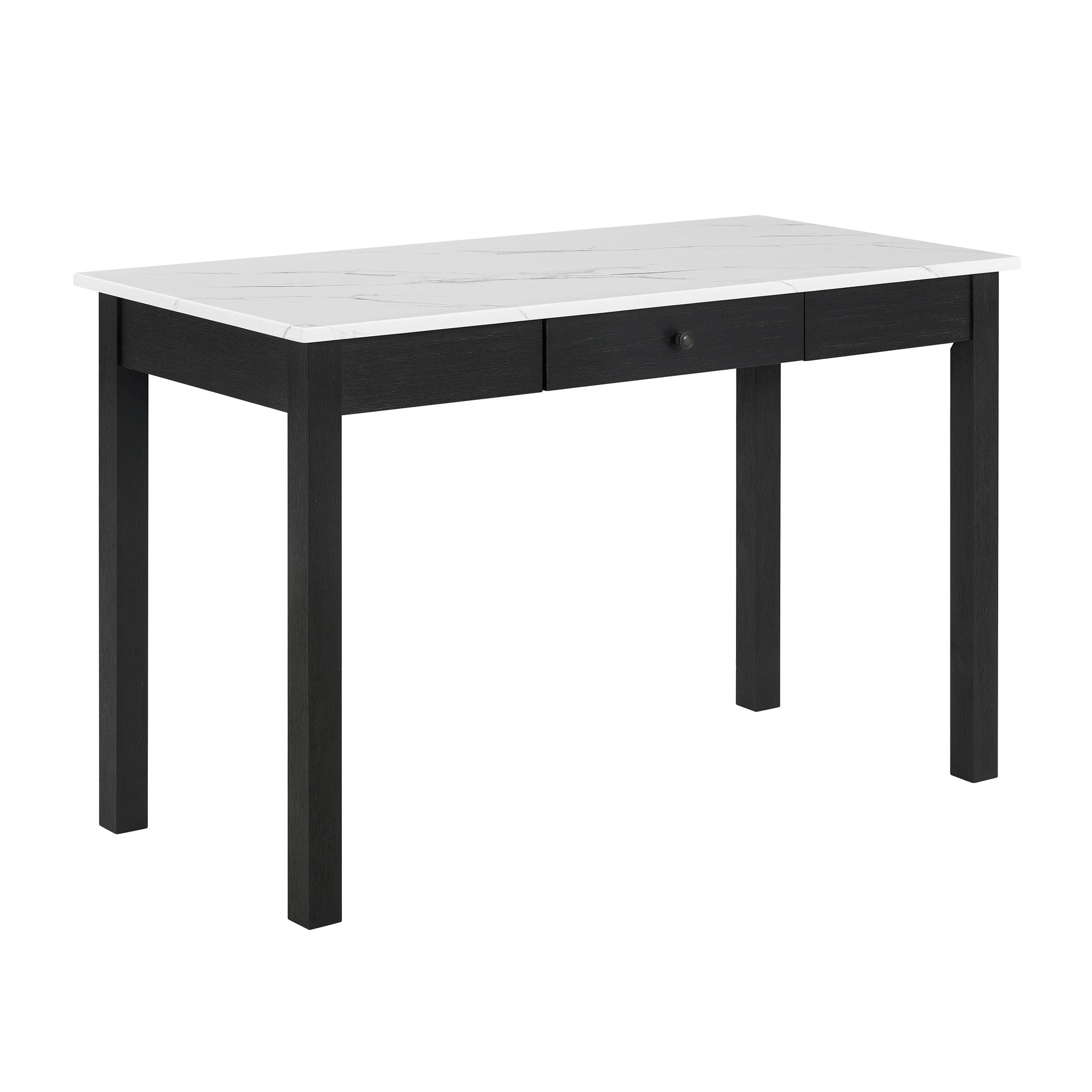 1pc Modern White Faux Marble Desk Elegance Black Base Stunning Storage Drawer Wooden Home Office Furniture White Black