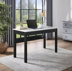 1pc Modern White Faux Marble Desk Elegance Black Base Stunning Storage Drawer Wooden Home Office Furniture White Black