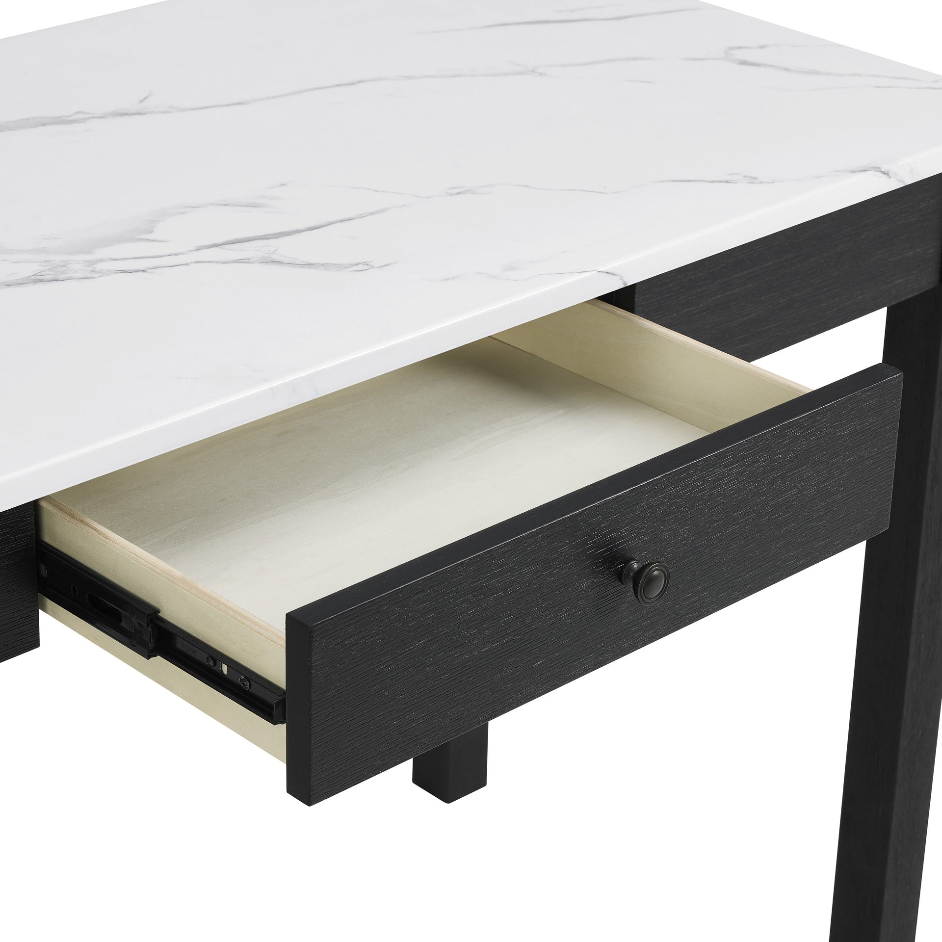 1pc Modern White Faux Marble Desk Elegance Black Base Stunning Storage Drawer Wooden Home Office Furniture White Black