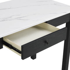 1pc Modern White Faux Marble Desk Elegance Black Base Stunning Storage Drawer Wooden Home Office Furniture White Black