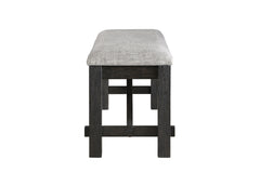 Cottage Style 1pc Upholstered Seat Wheat Charcoal Finish Bench Dining Room Bedroom Wooden Furniture Standard Height