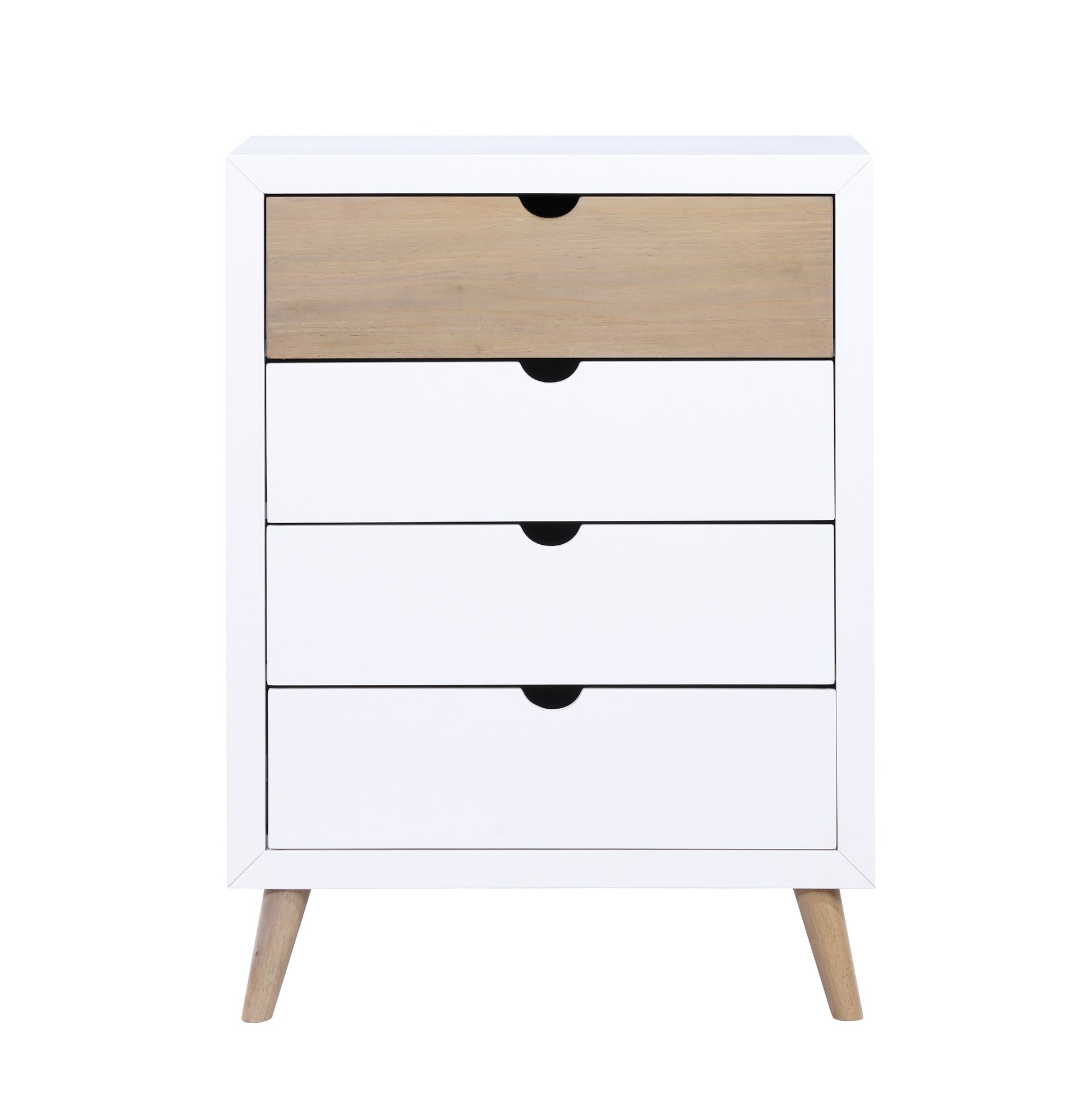 White and Natural Finish Storage Drawers Chest Youth Bedroom Furniture 1pc