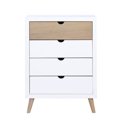 White and Natural Finish Storage Drawers Chest Youth Bedroom Furniture 1pc
