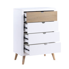White and Natural Finish Storage Drawers Chest Youth Bedroom Furniture 1pc