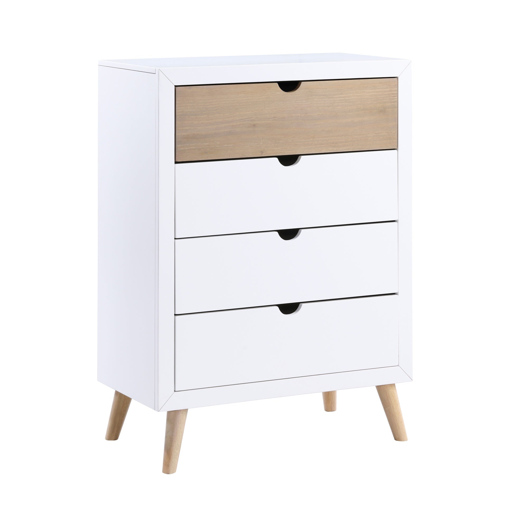 White and Natural Finish Storage Drawers Chest Youth Bedroom Furniture 1pc