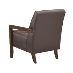 Modern Style Accent Chair Dark Brown Leather Upholstered Tufted Detail Walnut Finish Wood Furniture 1pc