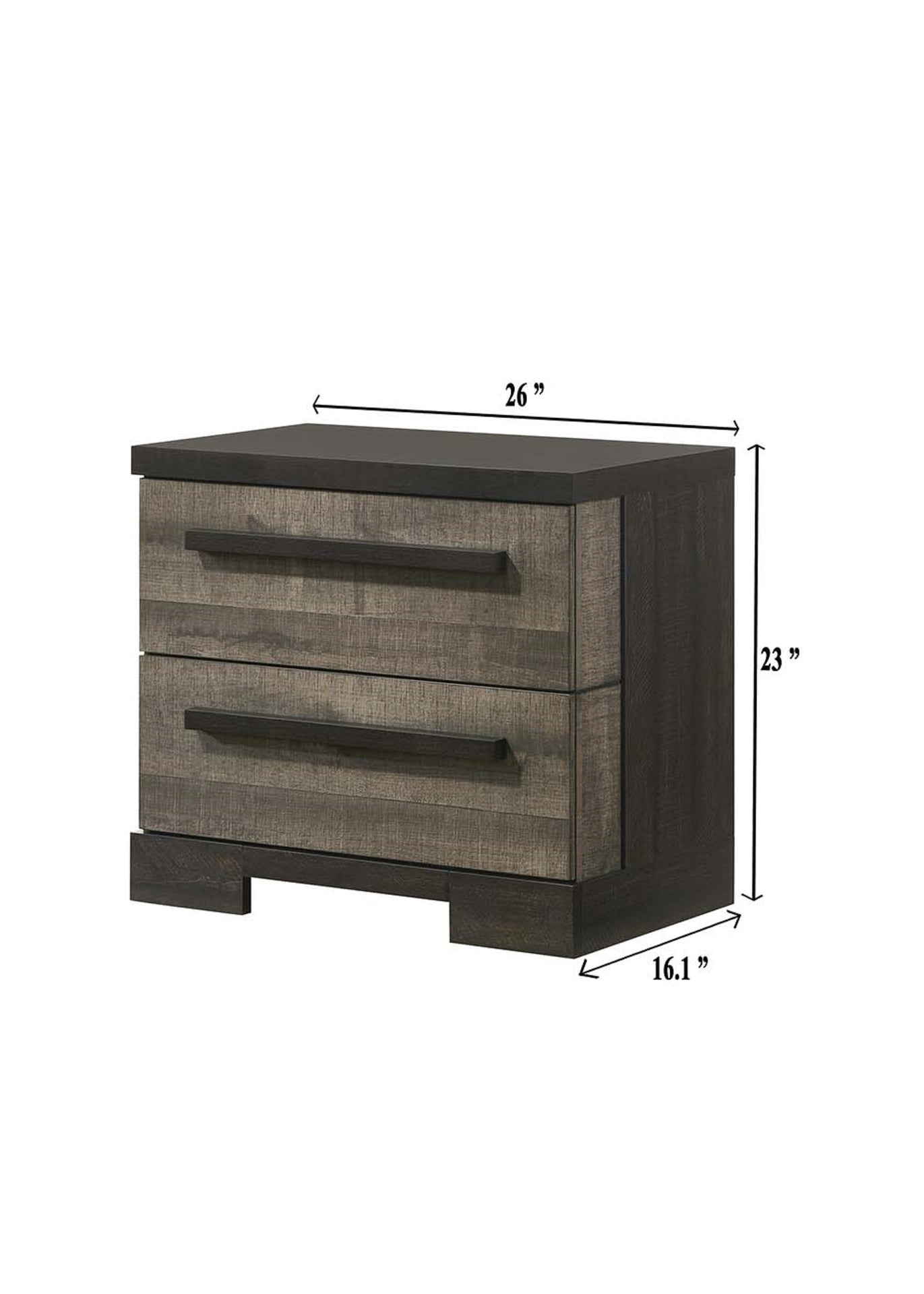 1pc Contemporary 2-Drawer Storage Nightstand Chalk White and Black Finish Wooden Bedroom Furniture