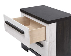 1pc Contemporary 2-Drawer Storage Nightstand Chalk White and Black Finish Wooden Bedroom Furniture