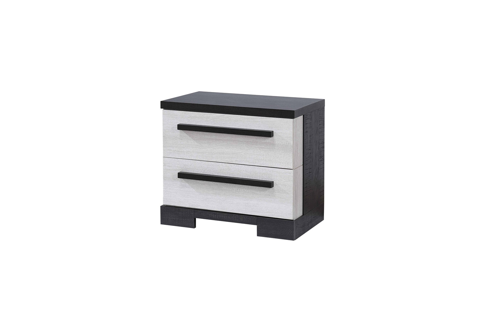 1pc Contemporary 2-Drawer Storage Nightstand Chalk White and Black Finish Wooden Bedroom Furniture